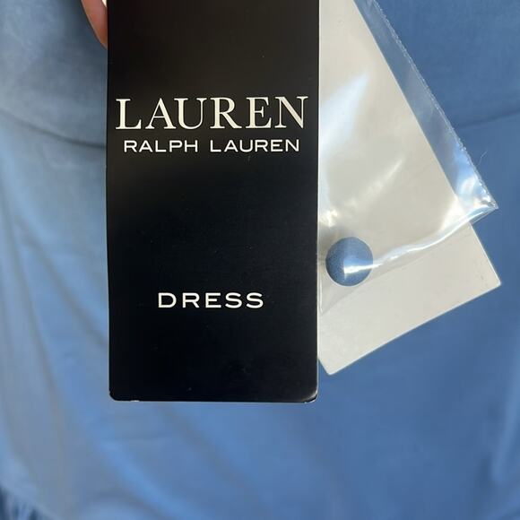 Lauren Ralph Lauren Blue Midi Sundress With 3 Tiers & Front Tie, Size 4, NEW - Picture 10 of 12